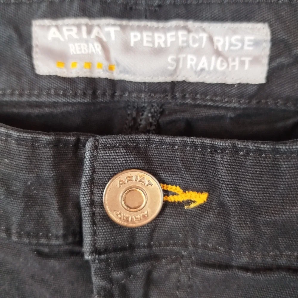 Ariat Rebar Perfect Rise Straight Jeans Mens‎ 33L(35x34) Black Western Workwear